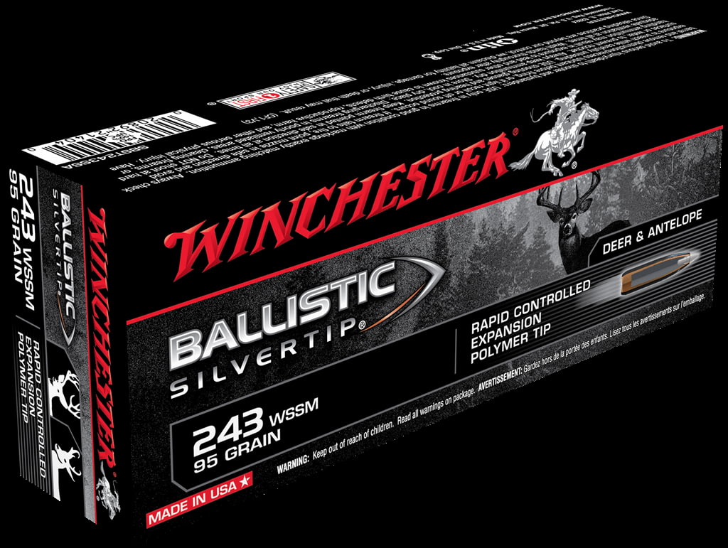 Winchester BALLISTIC SILVERTIP .243 Winchester Super Short Magnum 95 grain Fragmenting Polymer Tip Brass Cased Centerfire Rifle Ammunition