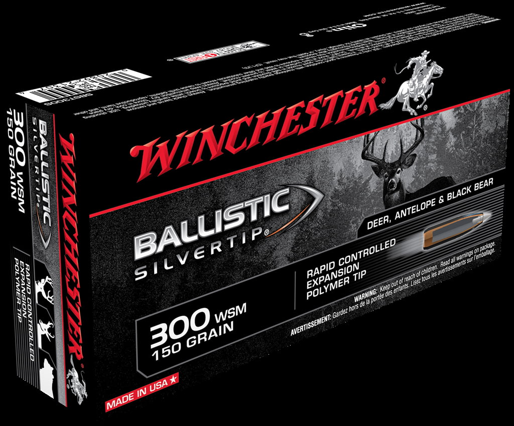 Winchester BALLISTIC SILVERTIP .300 Winchester Short Magnum 150 grain Fragmenting Polymer Tip Brass Cased Centerfire Rifle Ammunition