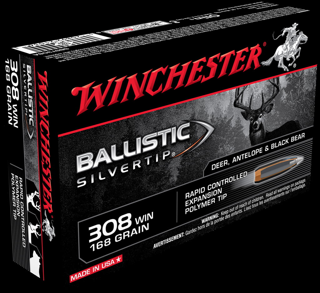Winchester BALLISTIC SILVERTIP .308 Winchester 168 grain Fragmenting Polymer Tip Brass Cased Centerfire Rifle Ammunition