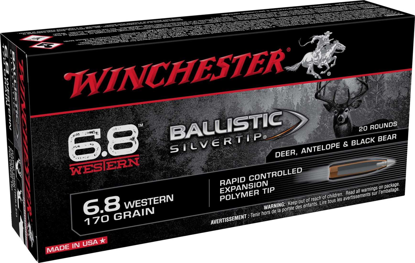 Winchester Ballistic Silvertip 6.8 Western 170 gr. Centerfire Rifle Ammunition