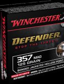 Winchester DEFENDER HANDGUN .357 Magnum 125 grain Bonded Jacketed Hollow Point Brass Cased Centerfire Pistol Ammunition