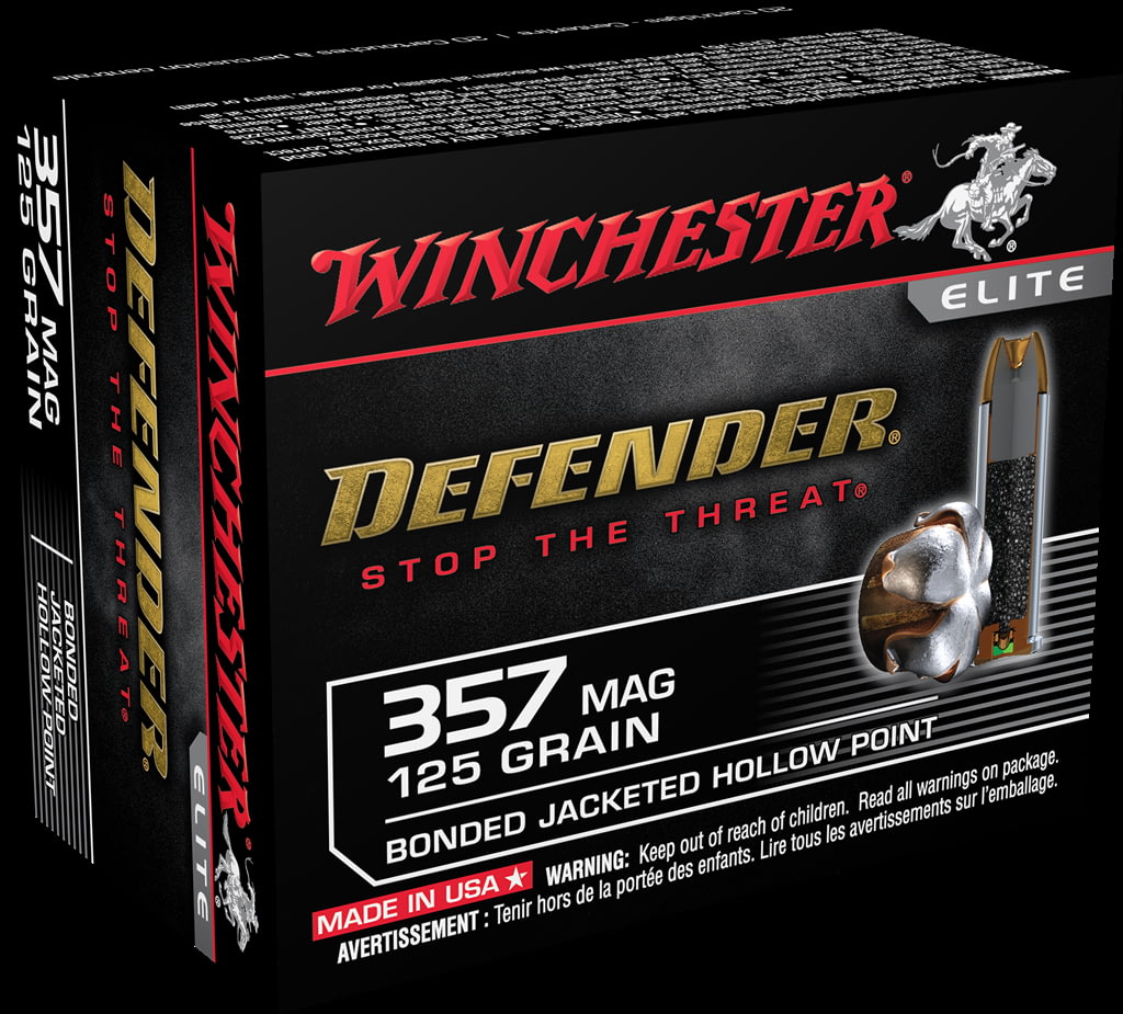 Winchester DEFENDER HANDGUN .357 Magnum 125 grain Bonded Jacketed Hollow Point Brass Cased Centerfire Pistol Ammunition