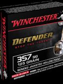 Winchester DEFENDER HANDGUN .357 SIG 125 grain Bonded Jacketed Hollow Point Brass Cased Centerfire Pistol Ammunition