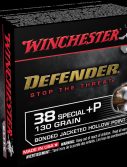 Winchester DEFENDER HANDGUN .38 Special +P 130 grain Bonded Jacketed Hollow Point Centerfire Pistol Ammunition