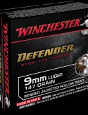 Winchester DEFENDER HANDGUN 9mm Luger 147 grain Bonded Jacketed Hollow Point Brass Cased Centerfire Pistol Ammunition