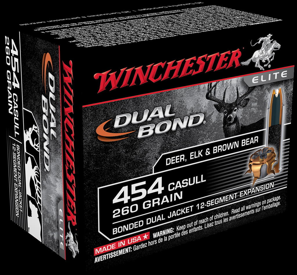 Winchester DUAL BOND HANDGUN .454 Casull 260 grain Hollow Point Brass Cased Centerfire Pistol Ammunition