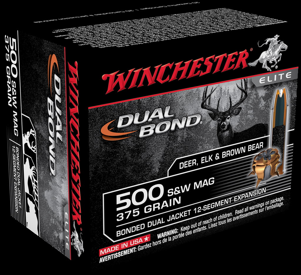 Winchester DUAL BOND HANDGUN .500 S&W Magnum 375 grain Bonded Dual Jacket Centerfire Pistol Ammunition