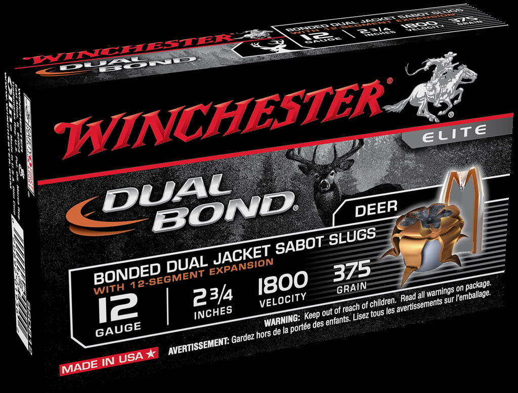 Winchester DUAL BOND SHOTSHELL 12 Gauge 375 grain 2.75" Centerfire Shotgun Slug Ammunition