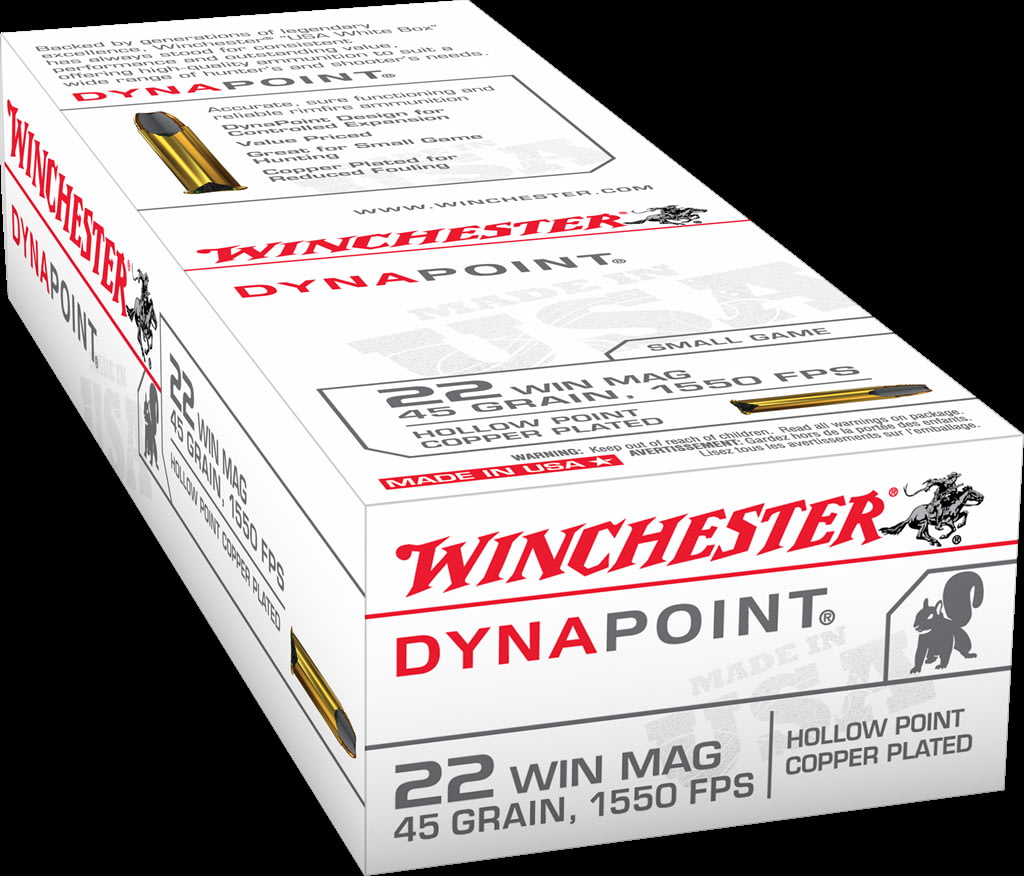 Winchester DYNAPOINT .22 Winchester Magnum Rimfire 45 grain Copper Plated Hollow Point Rimfire Ammunition