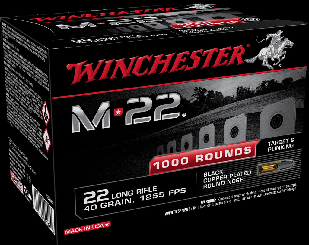 Winchester M-22 .22 Long Rifle 40 grain Copper Plated Lead Round Nose Rimfire Ammunition