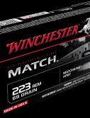 Winchester MATCH .223 Remington 69 grain Boat Tail Hollow Point Centerfire Rifle Ammunition