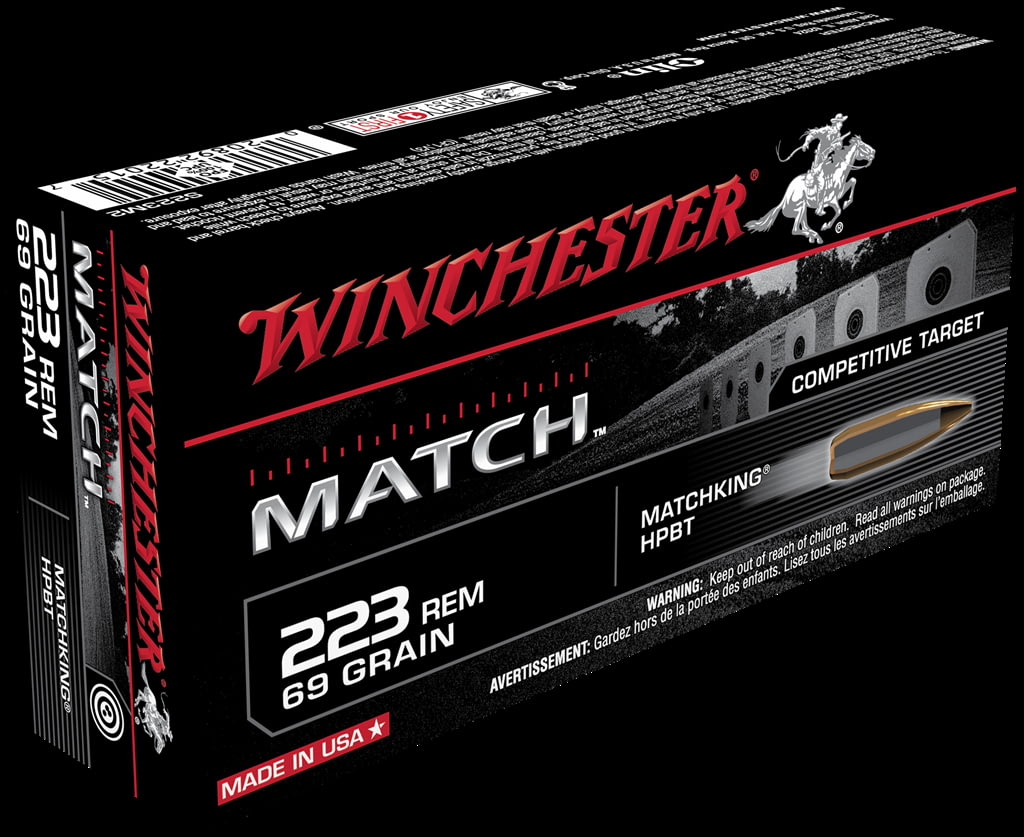 Winchester MATCH .223 Remington 69 grain Boat Tail Hollow Point Centerfire Rifle Ammunition