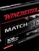 Winchester MATCH .308 Winchester 168 grain Boat Tail Hollow Point Centerfire Rifle Ammunition