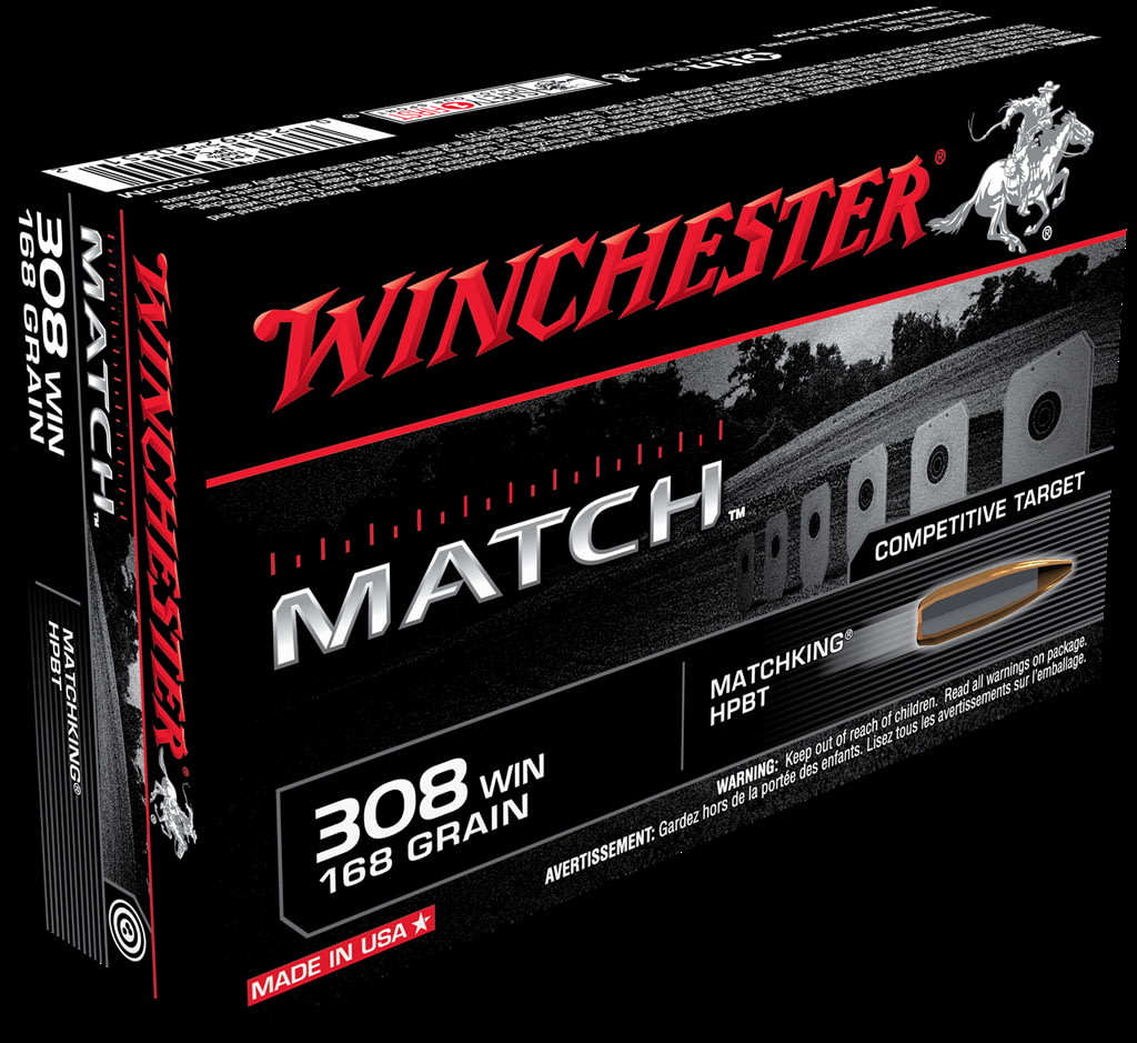 Winchester MATCH .308 Winchester 168 grain Boat Tail Hollow Point Centerfire Rifle Ammunition