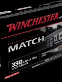 Winchester MATCH .338 Lapua Magnum 250 grain Boat Tail Hollow Point Centerfire Rifle Ammunition