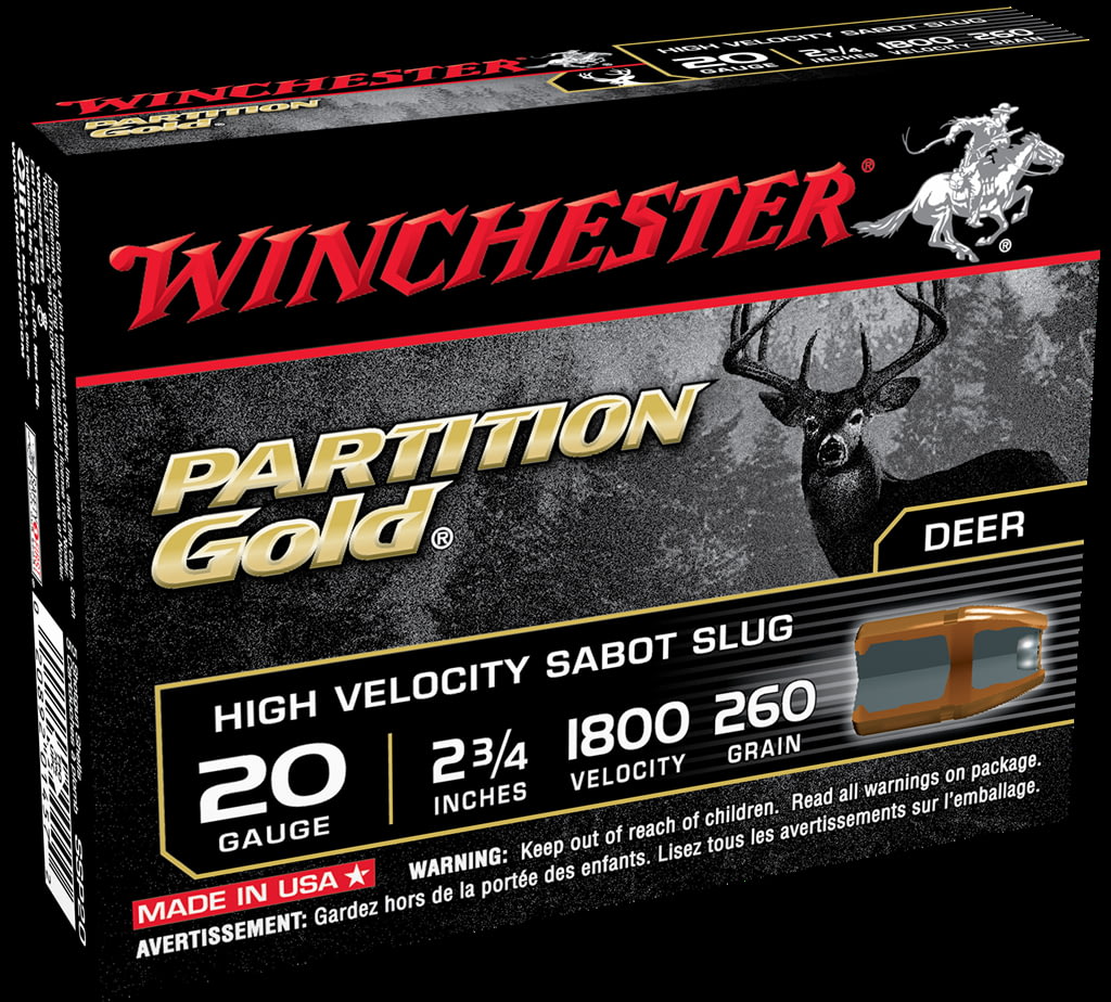 Winchester PARTITION GOLD 20 Gauge 260 pellets 2.75" Centerfire Shotgun Slug Ammunition