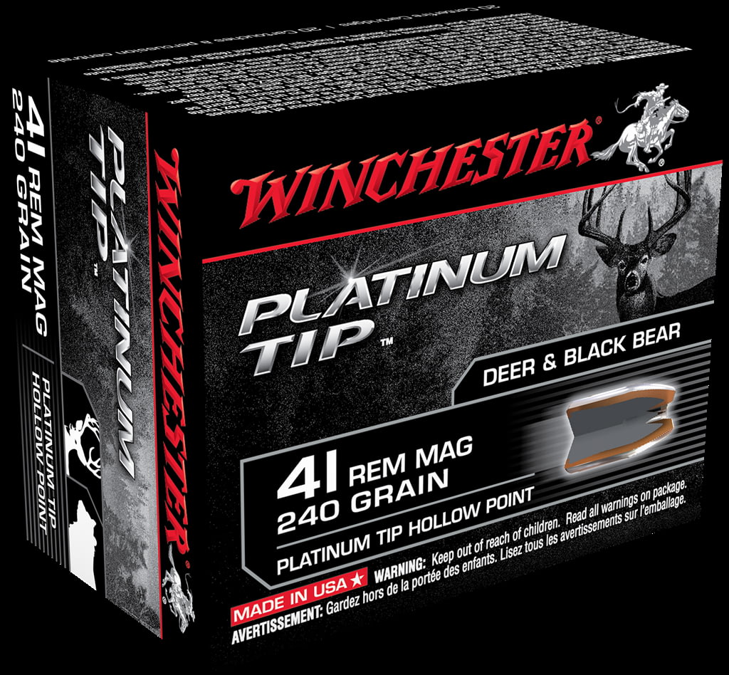 Winchester PLATINUM TIP HOLLOW POINT .41 Remington Magnum 240 grain Platinum Tip Hollow Point Brass Cased Centerfire Pistol Ammunition