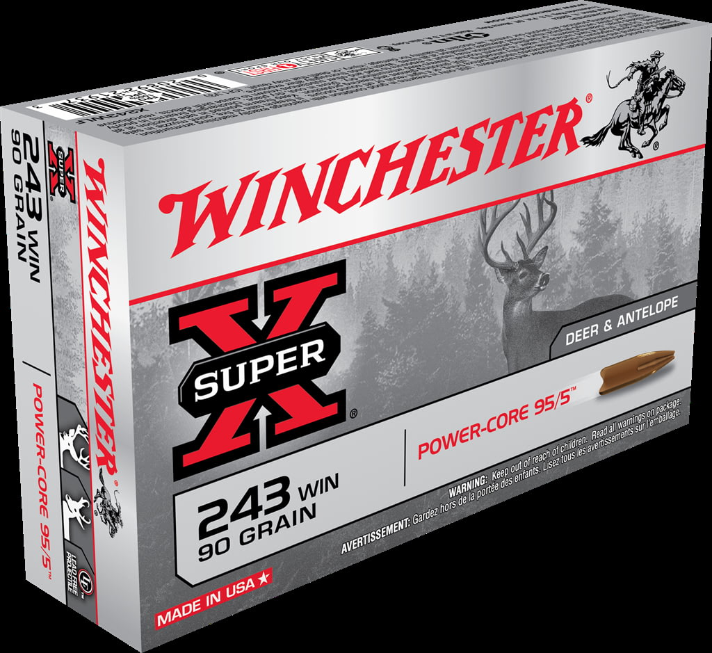 Winchester POWER CORE 95-5 .243 Winchester 90 grain Power-Core 95/5 Protected Hollow Point Centerfire Rifle Ammunition