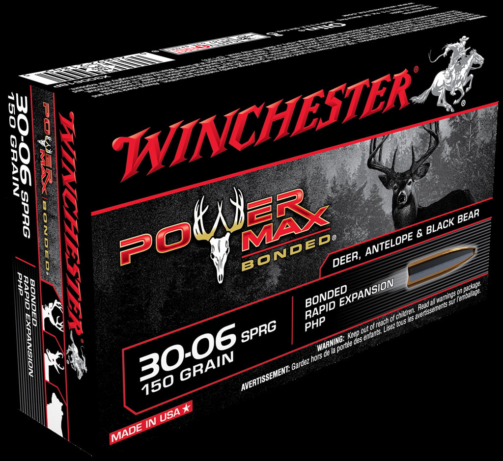 Winchester POWER MAX BONDED .30-06 Springfield 150 grain Notched Protected Hollow Point Brass Cased Centerfire Rifle Ammunition