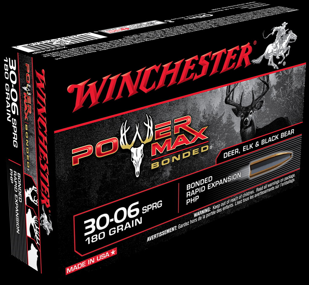 Winchester POWER MAX BONDED .30-06 Springfield 180 grain Notched Protected Hollow Point Brass Cased Centerfire Rifle Ammunition