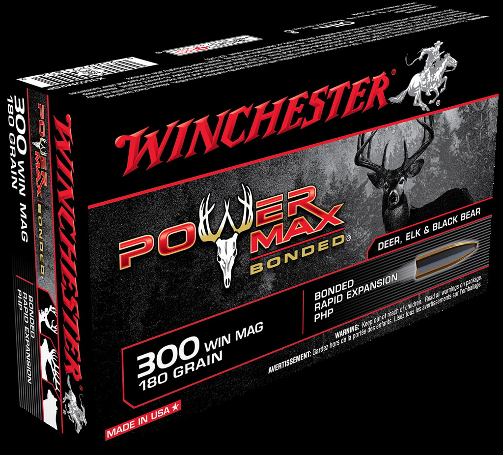 Winchester POWER MAX BONDED .300 Winchester Magnum 180 grain Bonded Rapid Expansion Protected Hollow Point Brass Cased Centerfire Rifle Ammunition