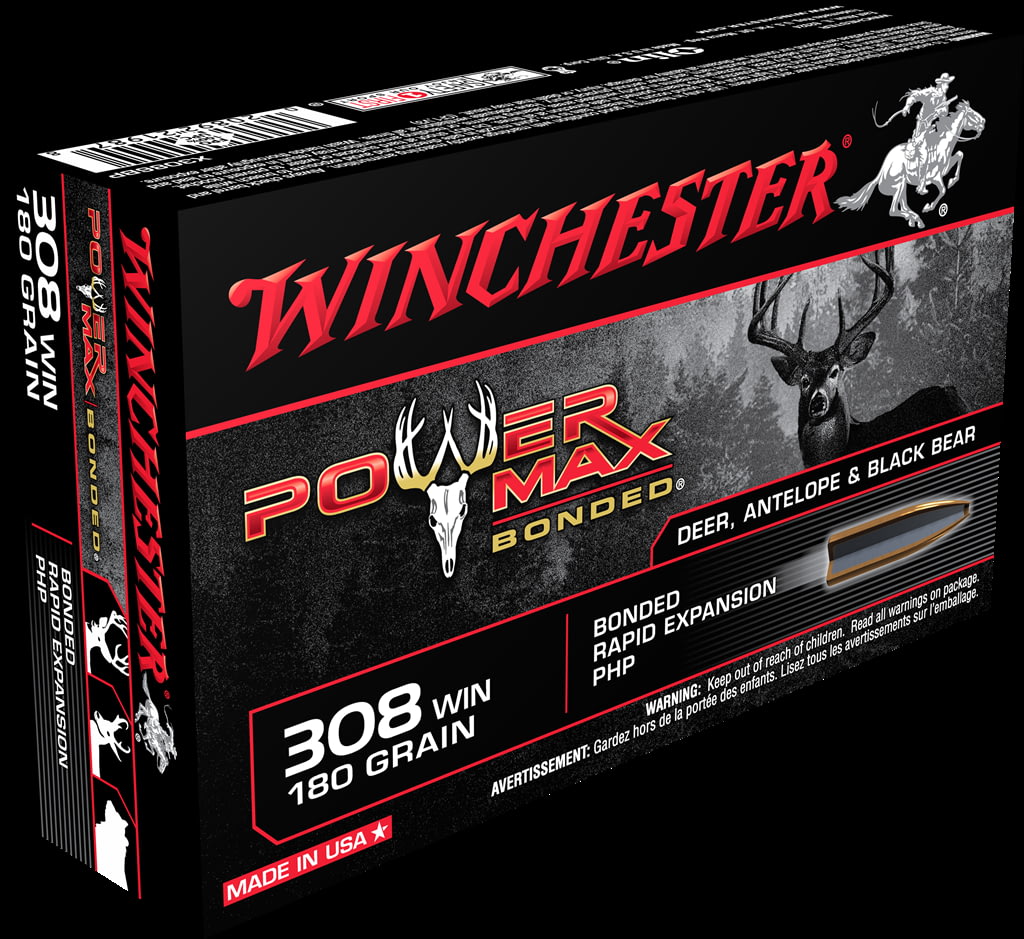 Winchester POWER MAX BONDED .308 Winchester 180 grain Bonded Rapid Expansion Protected Hollow Point Centerfire Rifle Ammunition