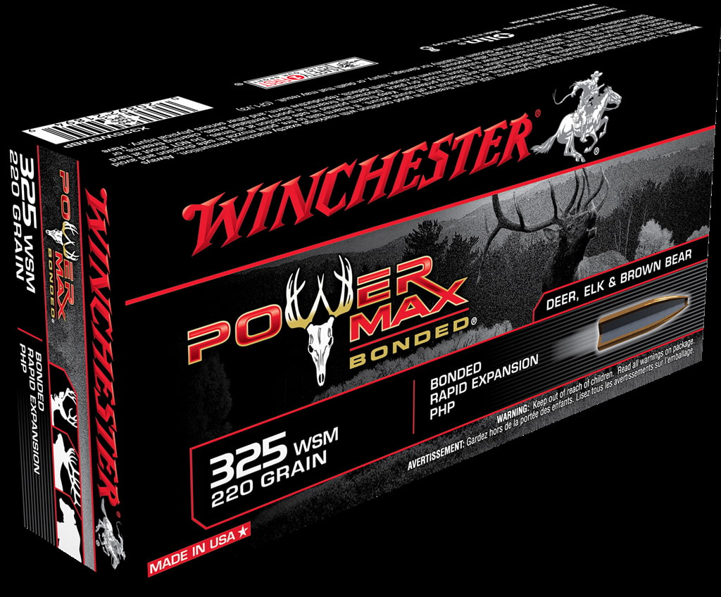 Winchester POWER MAX BONDED .325 Winchester Short Magnum 220 grain Bonded Rapid Expansion Protected Hollow Point Centerfire Rifle Ammunition