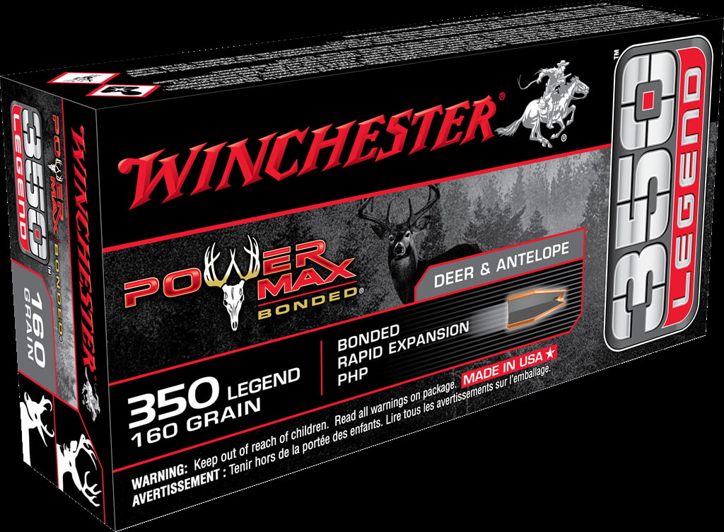 Winchester POWER MAX BONDED .350 Legend 160 grain Bonded Rapid Expansion Protected Hollow Point Centerfire Rifle Ammunition