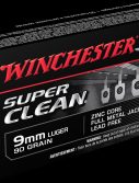 Winchester SUPER CLEAN 9mm Luger 90 grain Full Metal Jacket Centerfire Pistol Ammunition