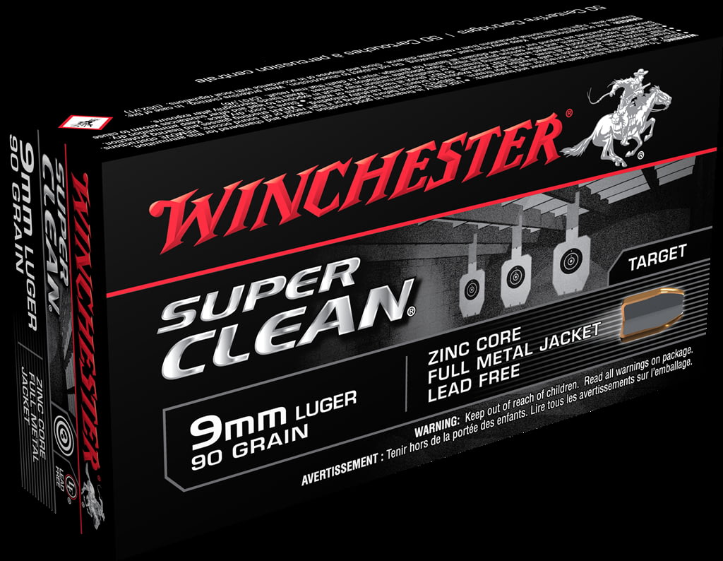 Winchester SUPER CLEAN 9mm Luger 90 grain Full Metal Jacket Centerfire Pistol Ammunition