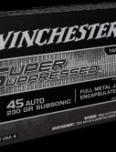 Winchester SUPER SUPPRESSED .45 ACP 230 grain Full Metal Jacket Centerfire Pistol Ammunition