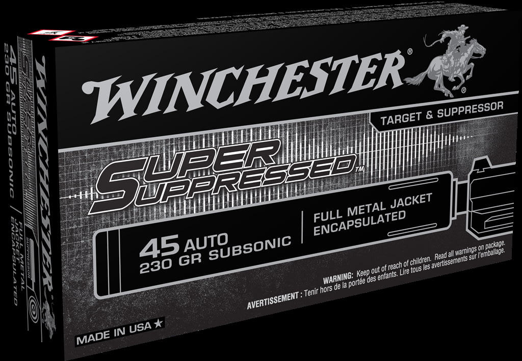 Winchester SUPER SUPPRESSED .45 ACP 230 grain Full Metal Jacket Centerfire Pistol Ammunition