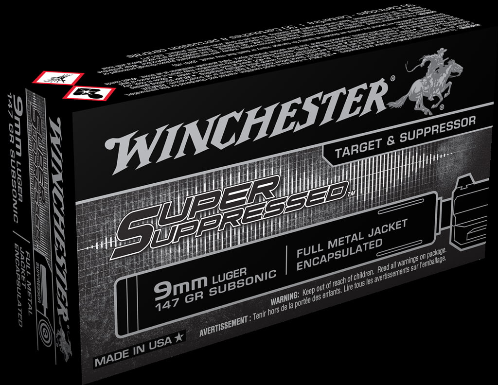 Winchester SUPER SUPPRESSED 9mm Luger 147 grain Full Metal Jacket Centerfire Pistol Ammunition