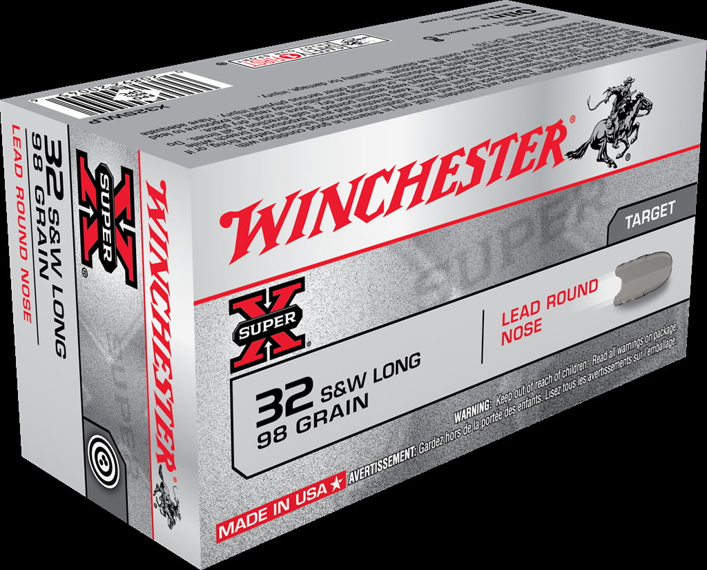 Winchester SUPER-X HANDGUN .32 S&W 98 grain Lead Round Nose Centerfire Pistol Ammunition
