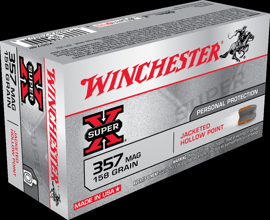 Winchester SUPER-X HANDGUN .357 Magnum 158 grain Jacketed Hollow Point Brass Cased Centerfire Pistol Ammunition