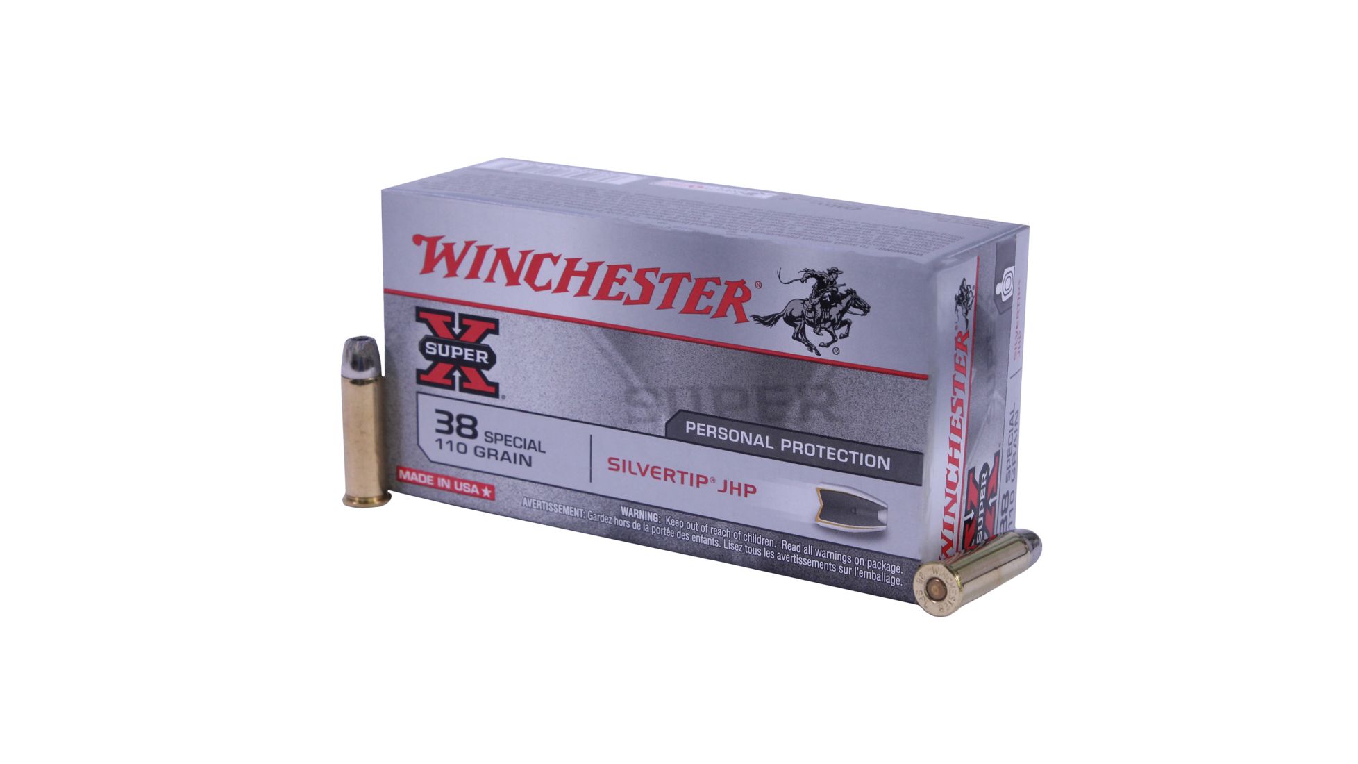 Winchester SUPER-X HANDGUN .38 Special 110 grain Silvertip Jacketed Hollow Point Brass Cased Centerfire Pistol Ammunition