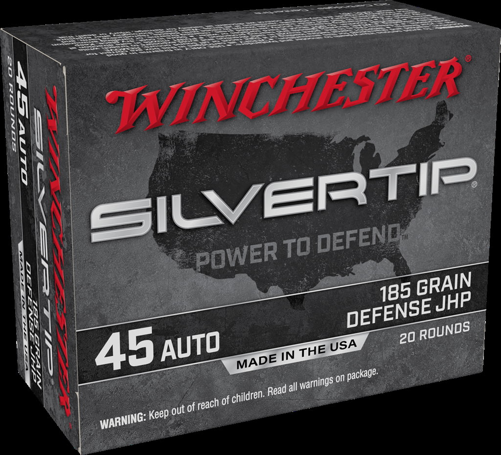 Winchester SUPER-X HANDGUN .45 ACP 185 grain Silvertip Jacketed Hollow Point Centerfire Pistol Ammunition