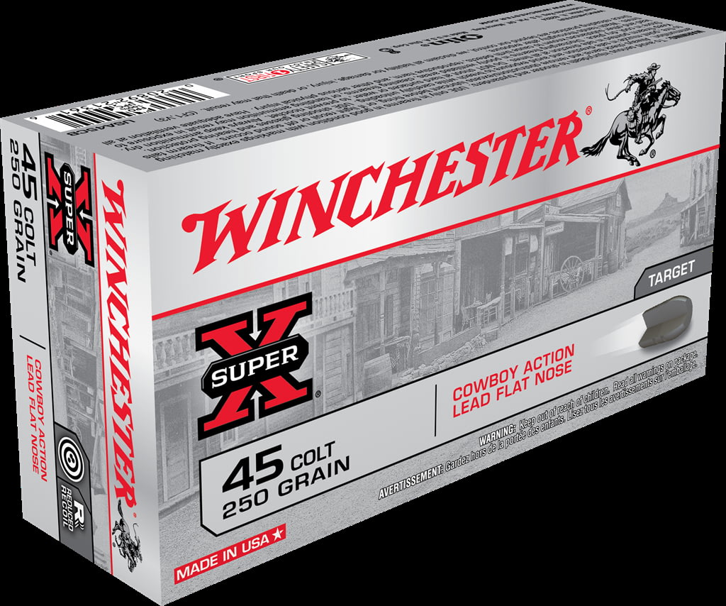 Winchester SUPER -X HANDGUN .45 Colt 250 grain Lead Flat Nose Brass Cased Centerfire Pistol Ammunition