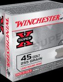 Winchester SUPER-X HANDGUN .45 Colt 255 grain Lead Round Nose Brass Cased Centerfire Pistol Ammunition