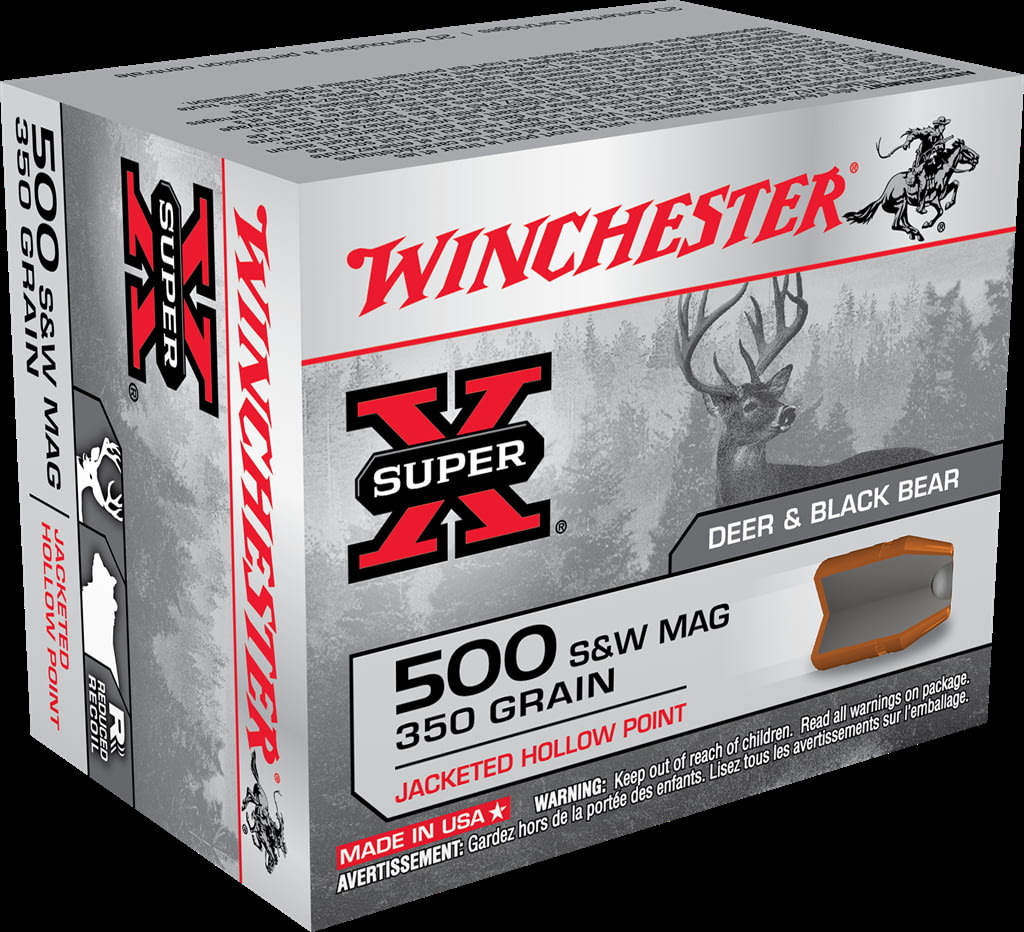Winchester SUPER-X HANDGUN .500 S&W Magnum 350 grain Jacketed Hollow Point Centerfire Pistol Ammunition