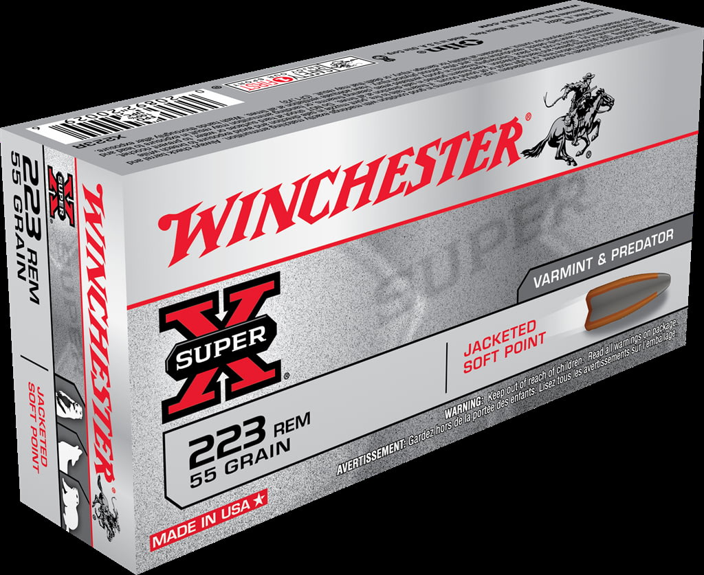 Winchester SUPER-X RIFLE .223 Remington 55 grain Jacketed Soft Point Brass Cased Centerfire Rifle Ammunition