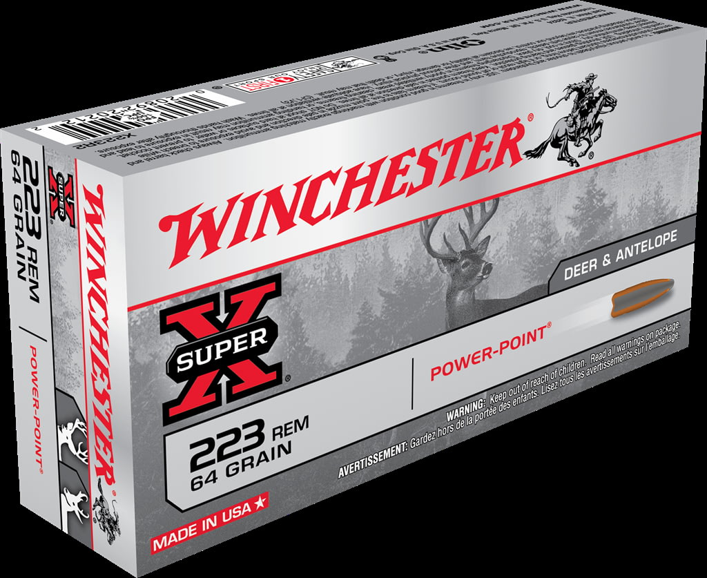 Winchester SUPER-X RIFLE .223 Remington 64 grain Power-Point Brass Cased Centerfire Rifle Ammunition