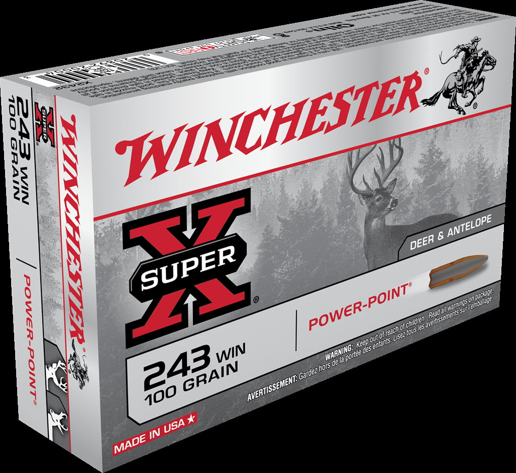 Winchester SUPER-X RIFLE .243 Winchester 100 grain Power-Point Brass Cased Centerfire Rifle Ammunition
