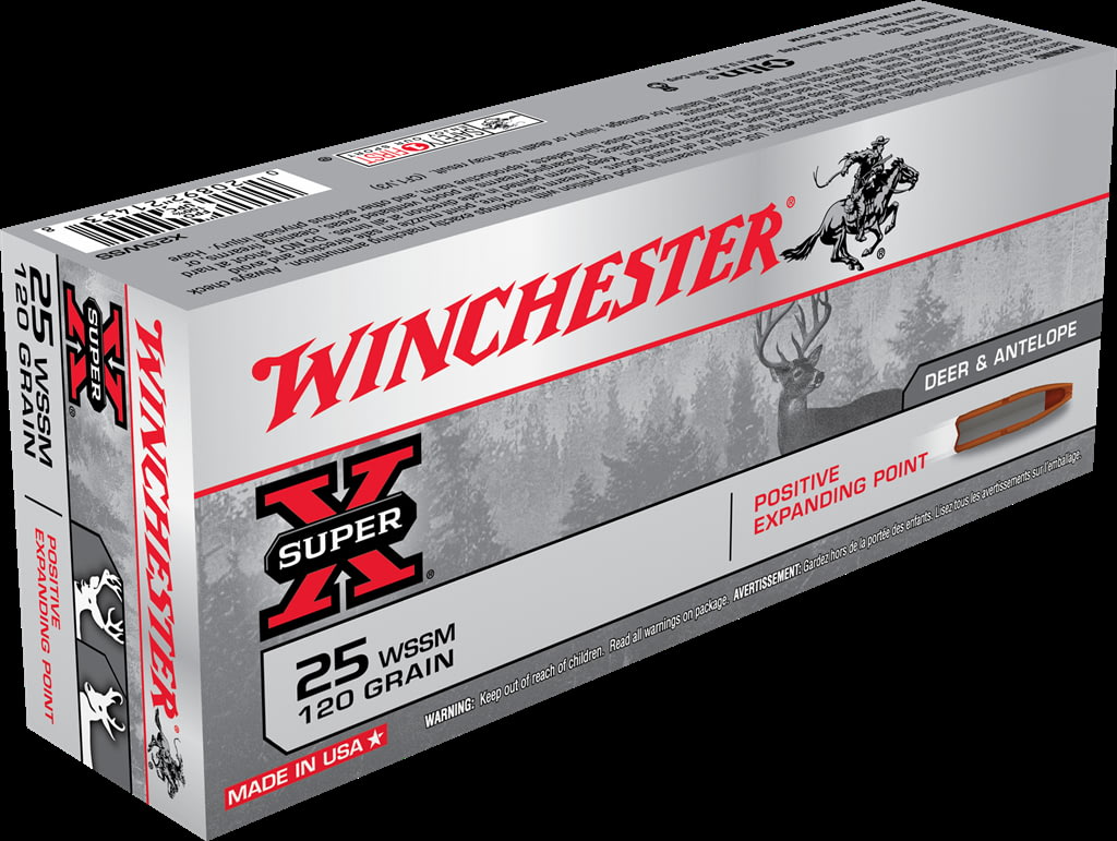 Winchester SUPER-X RIFLE .25 Winchester Super Short Magnum 120 grain Positive Expanding Point Brass Cased Centerfire Rifle Ammunition