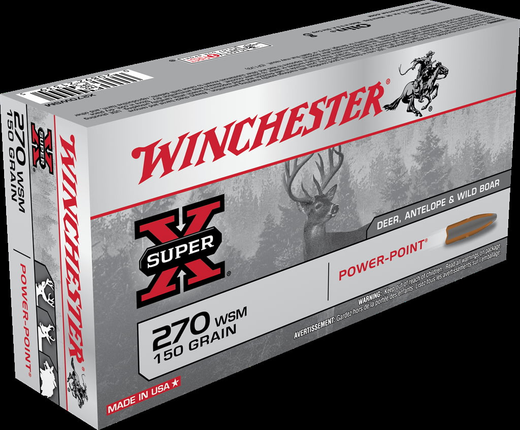Winchester SUPER-X RIFLE .270 Winchester Short Magnum 150 grain Power-Point Brass Cased Centerfire Rifle Ammunition
