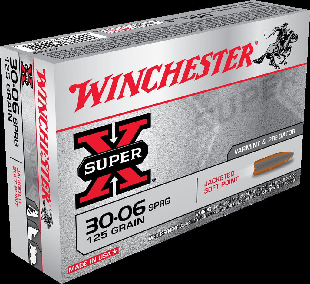 Winchester SUPER-X RIFLE .30-06 Springfield 125 grain Jacketed Soft Point Brass Cased Centerfire Rifle Ammunition
