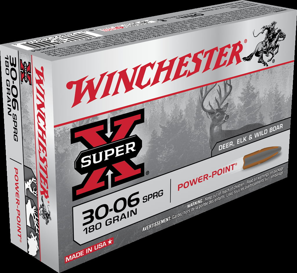 Winchester SUPER-X RIFLE .30-06 Springfield 180 grain Power-Point Brass Cased Centerfire Rifle Ammunition