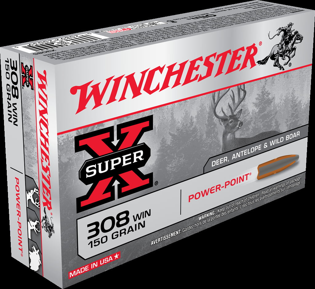 Winchester SUPER-X RIFLE .308 Winchester 150 grain Power-Point Brass Cased Centerfire Rifle Ammunition