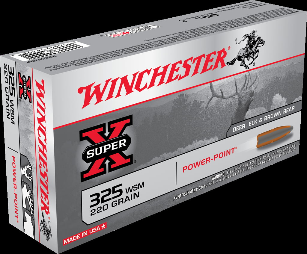 Winchester SUPER-X RIFLE .325 Winchester Short Magnum 220 grain Power-Point Brass Cased Centerfire Rifle Ammunition