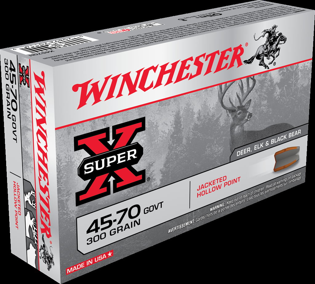 Winchester SUPER-X RIFLE .45-70 Government 300 grain Jacketed Hollow Point Brass Cased Centerfire Rifle Ammunition